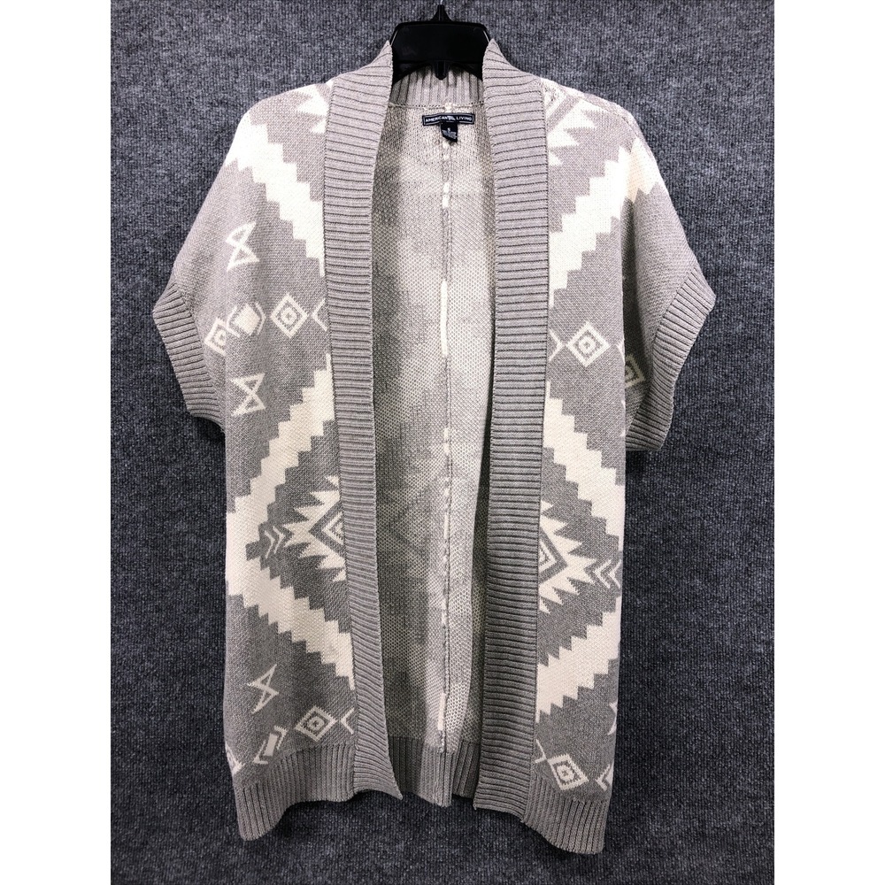Ralph Lauren American Living Long Knit Gray Womens Cardigan  Short Sleeves Small